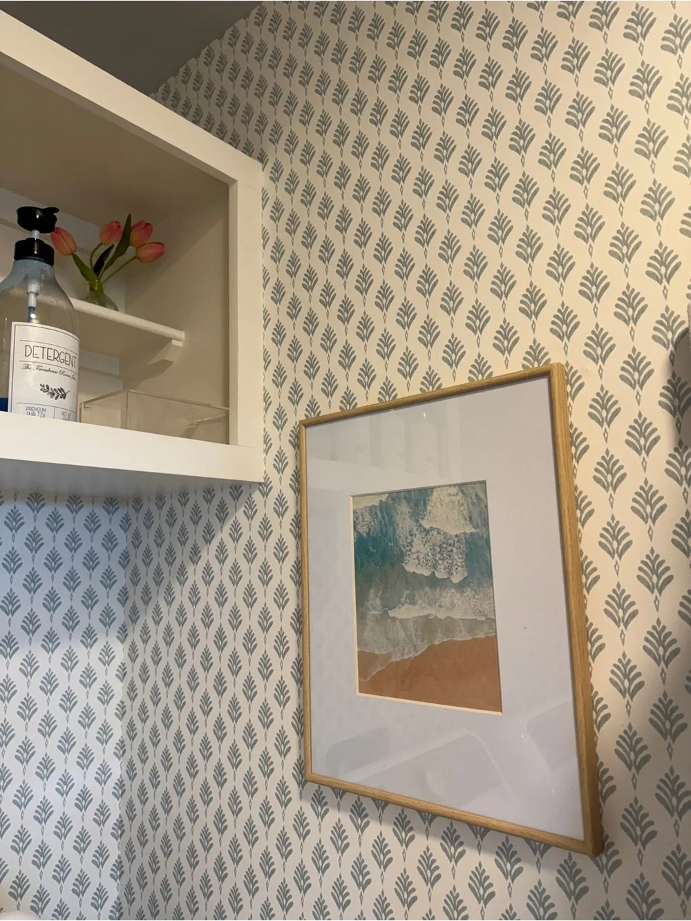 York French Scallop Wallpaper Rolls - Light Sage on White X2 Double Rolls